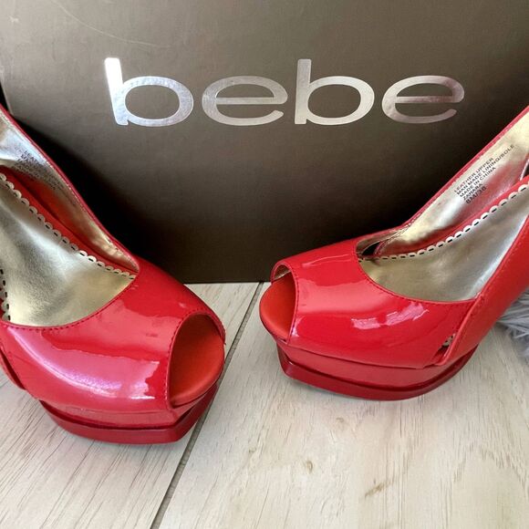 Bebe Red Patent Leather Stiletto Heels Size 8.5 | Brand New in Box | Bold & Chi - Picture 2 of 10